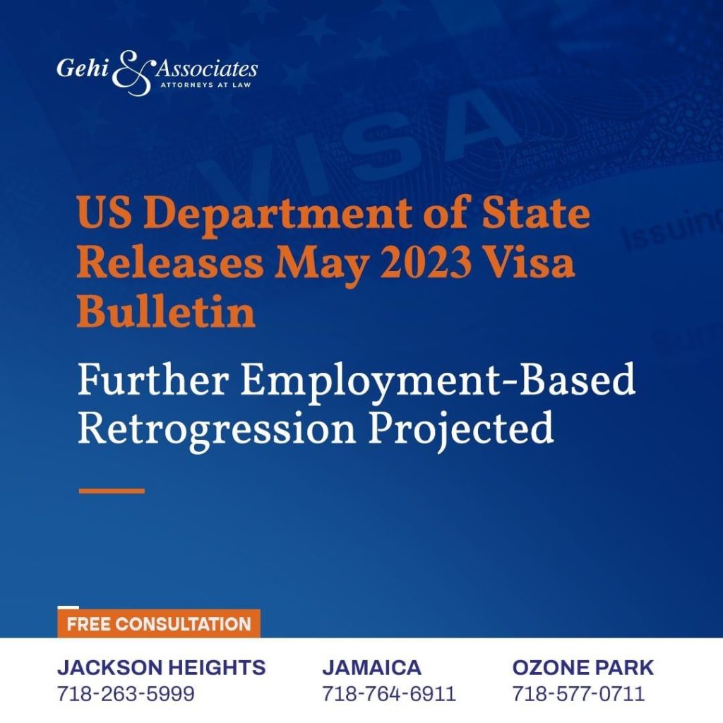 US Department of State Releases May 2023 Visa Bulletin